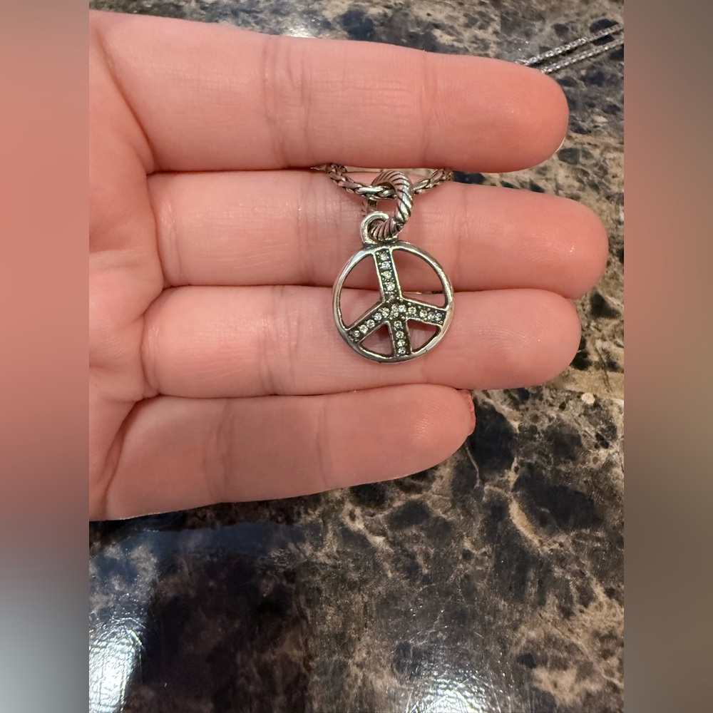 Brighton Peace Sign Crystal Pendant Necklace - Picture 2 of 8